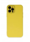 Mey İthalat®  iPhone 12 Pro Kılıf Lansman Glass Kapak - Sarı