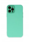 Mey İthalat®  iPhone 12 Pro Kılıf Lansman Glass Kapak - Turkuaz