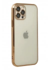Mey İthalat®  iPhone 12 Pro Kılıf  Lensli Silikon - Gold