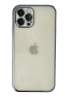 Mey İthalat®  iPhone 12 Pro Kılıf  Lensli Silikon - Lacivert