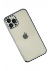 Mey İthalat®  iPhone 12 Pro Kılıf  Lensli Silikon - Lacivert