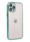 Mey İthalat®  iPhone 12 Pro Kılıf  Lensli Silikon - Yeşil