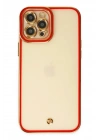 Mey İthalat®  iPhone 12 Pro Kılıf Liva Lens Silikon - Kırmızı