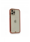Mey İthalat®  iPhone 12 Pro Kılıf Liva Taşlı Silikon - Kırmızı