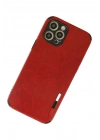 Mey İthalat®  iPhone 12 Pro Kılıf Loop Deri Silikon - Kırmızı