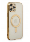 Mey İthalat®  iPhone 12 Pro Kılıf Magneticsafe Lazer Silikon - Gold