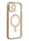 Mey İthalat®  iPhone 12 Pro Kılıf Magneticsafe Lazer Silikon - Gold