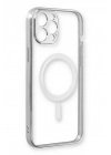 Mey İthalat®  iPhone 12 Pro Kılıf Magneticsafe Lazer Silikon - Gümüş
