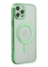 Mey İthalat®  iPhone 12 Pro Kılıf Magneticsafe Lazer Silikon - Haki Yeşil