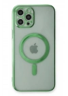 Mey İthalat®  iPhone 12 Pro Kılıf Magneticsafe Lazer Silikon - Haki Yeşil