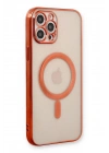 Mey İthalat®  iPhone 12 Pro Kılıf Magneticsafe Lazer Silikon - Kırmızı
