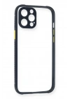 Mey İthalat®  iPhone 12 Pro Kılıf Miami Şeffaf Silikon - Lacivert