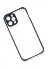 Mey İthalat®  iPhone 12 Pro Kılıf Miami Şeffaf Silikon - Lacivert