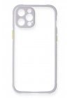 Mey İthalat®  iPhone 12 Pro Kılıf Miami Şeffaf Silikon - Lila