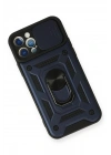 Mey İthalat®  iPhone 12 Pro Kılıf Pars Lens Yüzüklü Silikon - Lacivert