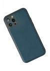 Mey İthalat®  iPhone 12 Pro Max Kılıf Coco Deri Silikon Kapak - Mavi