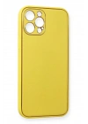 Mey İthalat®  iPhone 12 Pro Max Kılıf Coco Deri Silikon Kapak - Sarı