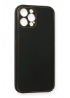 Mey İthalat®  iPhone 12 Pro Max Kılıf Coco Deri Silikon Kapak - Siyah