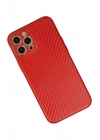 Mey İthalat®  iPhone 12 Pro Max Kılıf Coco Karbon Silikon - Kırmızı