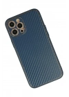 Mey İthalat®  iPhone 12 Pro Max Kılıf Coco Karbon Silikon - Mavi