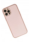 Mey İthalat®  iPhone 12 Pro Max Kılıf Coco Karbon Silikon - Pembe
