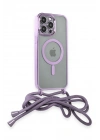 Mey İthalat®  iPhone 12 Pro Max Kılıf Divo Lazer Askılı Magsafe Kapak - Lila