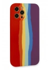Mey İthalat®  iPhone 12 Pro Max Kılıf Ebruli Lansman Silikon - Kırmızı-Mor