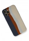 Mey İthalat®  iPhone 12 Pro Max Kılıf Ebruli Lansman Silikon - Lacivert-Krem