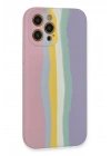 Mey İthalat®  iPhone 12 Pro Max Kılıf Ebruli Lansman Silikon - Pembe-Lila