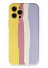 Mey İthalat®  iPhone 12 Pro Max Kılıf Ebruli Lansman Silikon - Sarı-Mavi