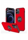 Mey İthalat®  iPhone 12 Pro Max Kılıf Elit Yüzüklü Kapak - Kırmızı