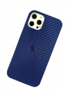 Mey İthalat®  iPhone 12 Pro Max Kılıf Karbon PP Silikon - Mavi