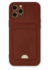 Mey İthalat®  iPhone 12 Pro Max Kılıf Kelvin Kartvizitli Silikon - Bordo
