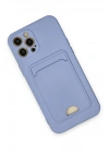 Mey İthalat®  iPhone 12 Pro Max Kılıf Kelvin Kartvizitli Silikon - Lila