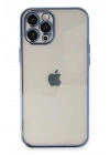 Mey İthalat®  iPhone 12 Pro Max Kılıf  Lensli Silikon - Açık Mavi