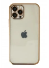 Mey İthalat®  iPhone 12 Pro Max Kılıf  Lensli Silikon - Gold