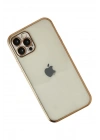 Mey İthalat®  iPhone 12 Pro Max Kılıf  Lensli Silikon - Gold