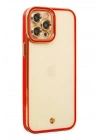 Mey İthalat®  iPhone 12 Pro Max Kılıf Liva Lens Silikon - Kırmızı