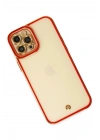 Mey İthalat®  iPhone 12 Pro Max Kılıf Liva Lens Silikon - Kırmızı
