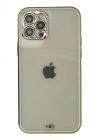 Mey İthalat®  iPhone 12 Pro Max Kılıf Liva Taşlı Silikon - Beyaz