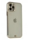 Mey İthalat®  iPhone 12 Pro Max Kılıf Liva Taşlı Silikon - Beyaz