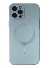 Mey İthalat®  iPhone 12 Pro Max Kılıf Moshi Lens Magneticsafe Silikon - Sierra Blue