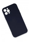 Mey İthalat®  iPhone 12 Pro Max Kılıf Nano içi Kadife Silikon - Lacivert