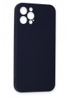 Mey İthalat®  iPhone 12 Pro Max Kılıf Nano içi Kadife Silikon - Lacivert