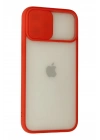 Mey İthalat®  iPhone 12 Pro Max Kılıf Palm Buzlu Kamera Sürgülü Silikon - Kırmızı
