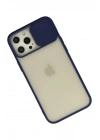 Mey İthalat®  iPhone 12 Pro Max Kılıf Palm Buzlu Kamera Sürgülü Silikon - Lacivert