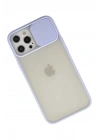 Mey İthalat®  iPhone 12 Pro Max Kılıf Palm Buzlu Kamera Sürgülü Silikon - Lila