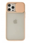 Mey İthalat®  iPhone 12 Pro Max Kılıf Palm Buzlu Kamera Sürgülü Silikon - Pembe