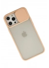 Mey İthalat®  iPhone 12 Pro Max Kılıf Palm Buzlu Kamera Sürgülü Silikon - Pembe