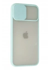 Mey İthalat®  iPhone 12 Pro Max Kılıf Palm Buzlu Kamera Sürgülü Silikon - Turkuaz